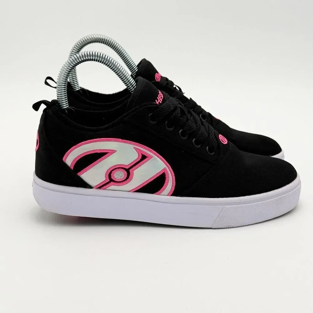 Heelys Pro 20 LG Roller Skate Shoes Pink Black Canvas Lace Up - US Kids 6Y / EU
